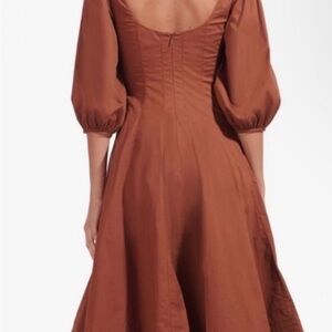 STAUD Wells chocolate Brown Dress with Puff Sleeves worn once for wedding 6